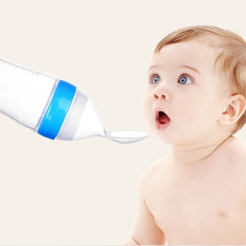 Silicone Baby Spoon Squeezing Feeding Bottle Feeder – Soft, Safe &amp; Easy Baby Food Dispenser (Random color) View Gallery - Pakistan