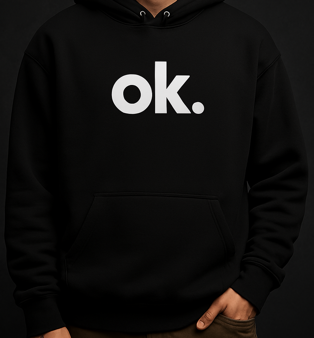 New Summer Collection Full Black Hoodie with OK Print for Men and Boys – Comfortable, Stylish &amp;amp; Casual Wear