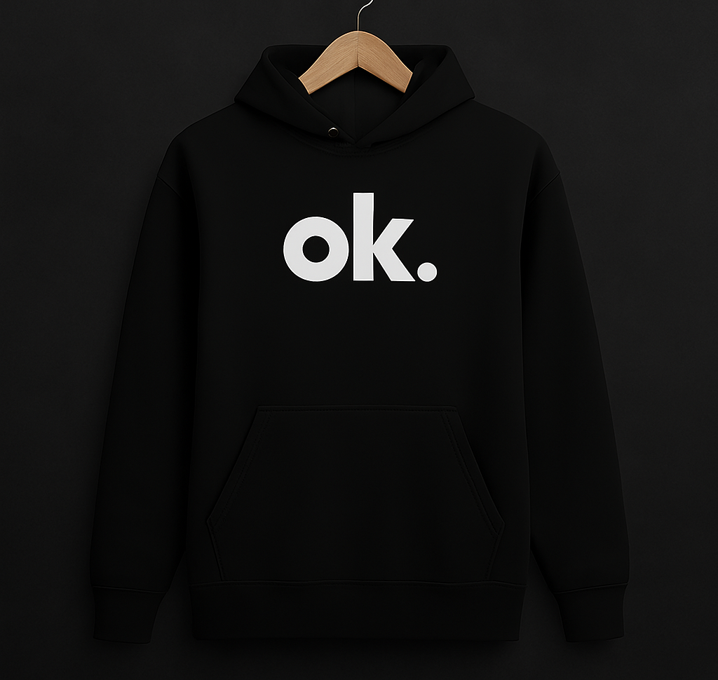 New Summer Collection Full Black Hoodie with OK Print for Men and Boys – Comfortable, Stylish &amp; Casual Wear View Gallery - Pakistan