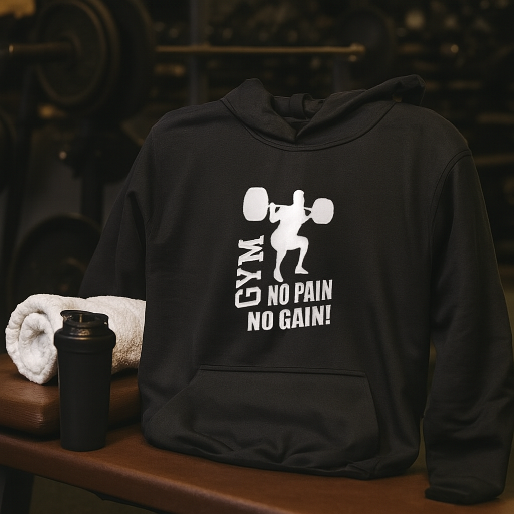 New Summer Collection Full Black Hoodie with GYM Print for Men and Boys – Comfortable, Stylish &amp;amp; Casual Wear