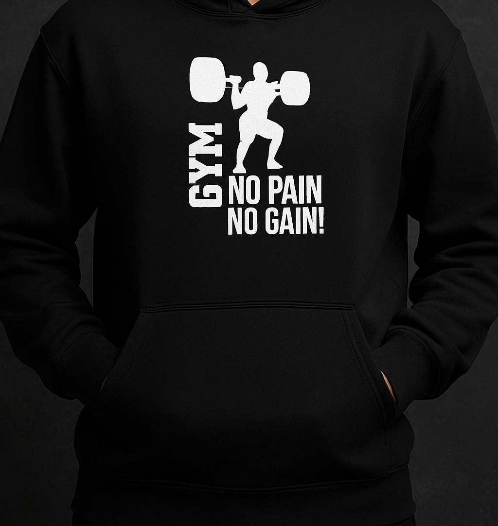 New Summer Collection Full Black Hoodie with GYM Print for Men and Boys – Comfortable, Stylish &amp; Casual Wear View Gallery - Pakistan
