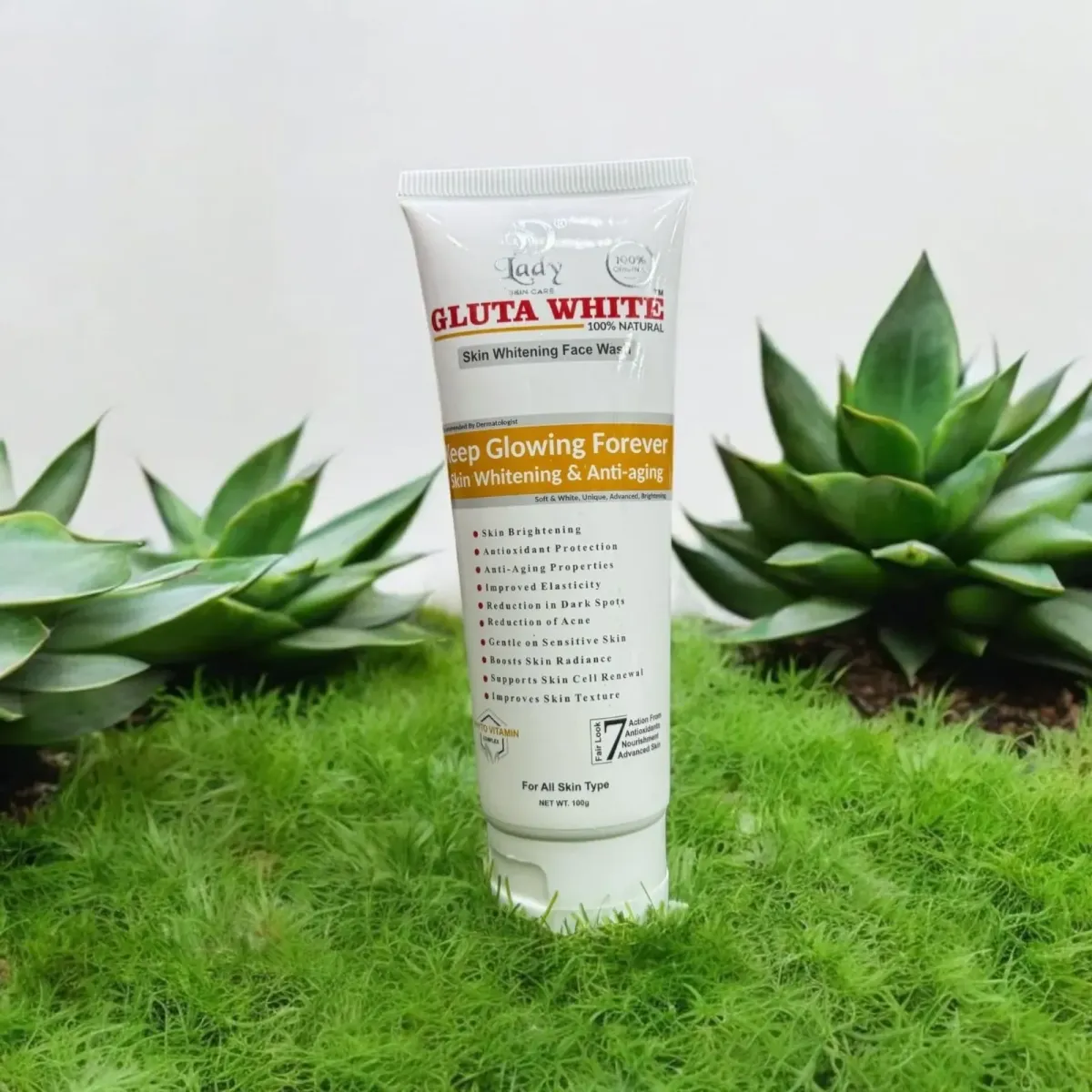 Gluta White 100% Natural Skin Whitening &amp; Anti-Aging Face Wash 100g – Gentle Cleanser for Bright, Smooth &amp; Youthful Skin View Gallery - Pakistan