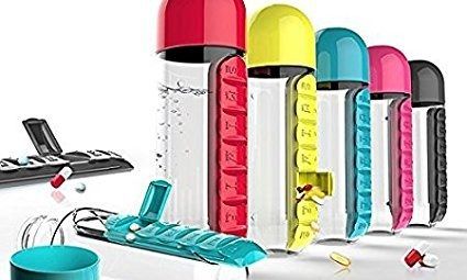 2-in-1 Medicine Organizer with Water Bottle – 7 Days Pill Box, 600ml BPA-Free Drinking Bottle, Removable Cup, Compact Travel Pill Planner for Kids, Adults &amp; Elderly View Gallery - Pakistan