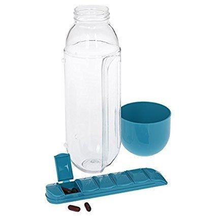 2-in-1 Medicine Organizer with Water Bottle – 7 Days Pill Box, 600ml BPA-Free Drinking Bottle, Removable Cup, Compact Travel Pill Planner for Kids, Adults &amp; Elderly View Gallery - Pakistan