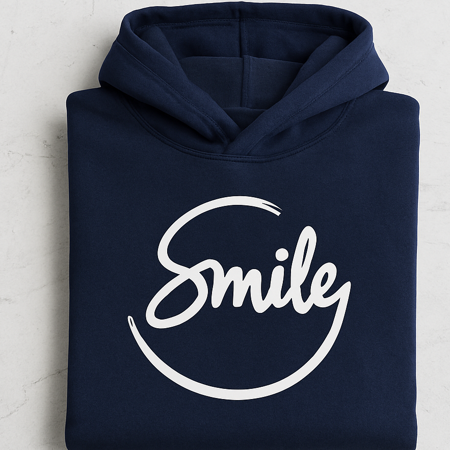 Navy Blue Smile Hoodie for Men | Premium Quality, Stylish &amp; Machine Washable View Gallery - Pakistan