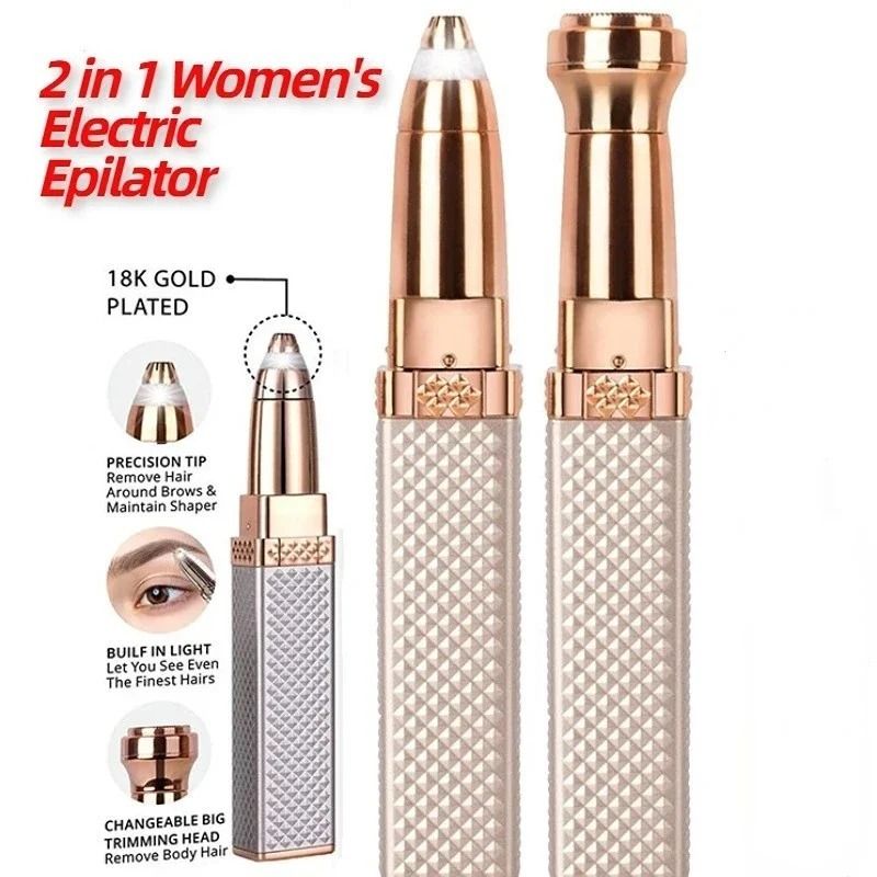 2-in-1 Women's Electric Epilator &amp; Painless Shaver – USB Rechargeable Hair Remover for Face, Body, Bikini &amp; Eyebrows View Gallery - Pakistan