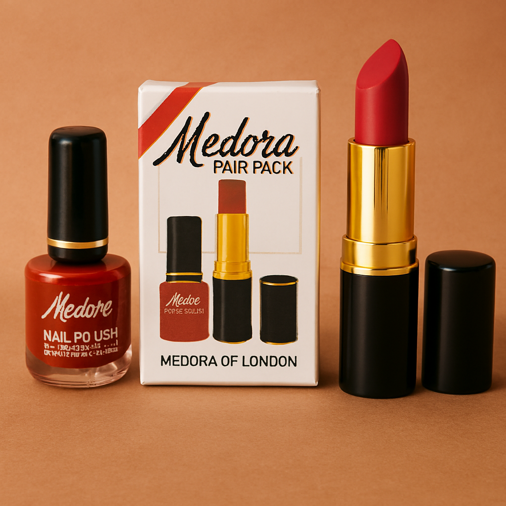 Medora 2 in 1 Lipstick &amp;amp; Nail Polish Combo – Premium Beauty Deal with Matching Shades, Includes 1 Lipstick &amp;amp; 1 Nail Polish (Shade Red, Maroon)