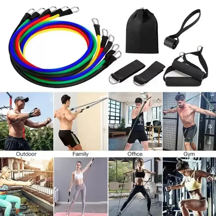 High Quality Portable Resistance Bands With Handles, Resistance Tubes &amp; Workout Bands Exercise Band Elastic Pull Rope 11 Pcs Set View Gallery - Pakistan