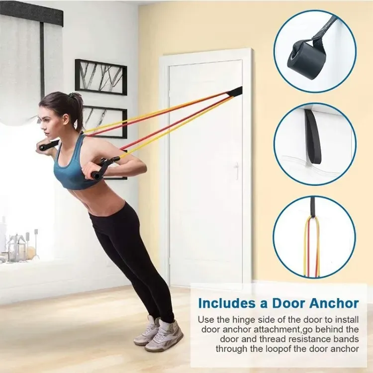High Quality Portable Resistance Bands With Handles, Resistance Tubes &amp; Workout Bands Exercise Band Elastic Pull Rope 11 Pcs Set View Gallery - Pakistan