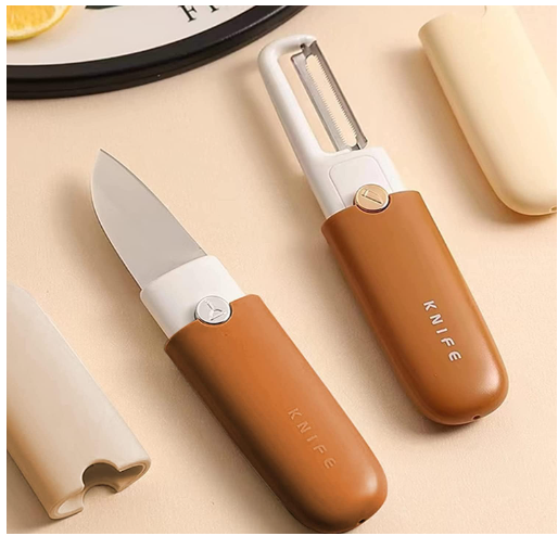 2-in-1 Stainless Steel Fruit Knife with Peeler – Portable Fruit Cutting &amp;amp; Peeling Tool