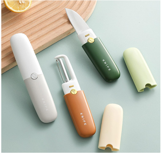 2-in-1 Stainless Steel Fruit Knife with Peeler – Portable Fruit Cutting &amp; Peeling Tool View Gallery - Pakistan