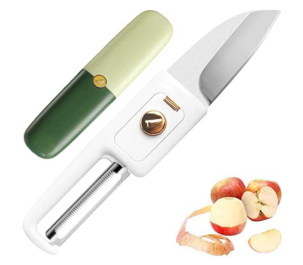2-in-1 Stainless Steel Fruit Knife with Peeler – Portable Fruit Cutting &amp; Peeling Tool View Gallery - Pakistan
