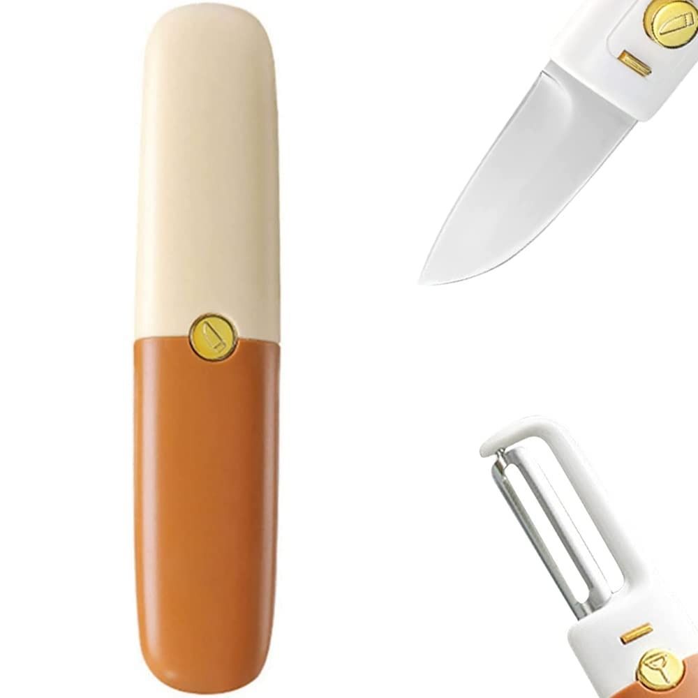 2-in-1 Stainless Steel Fruit Knife with Peeler – Portable Fruit Cutting &amp; Peeling Tool View Gallery - Pakistan
