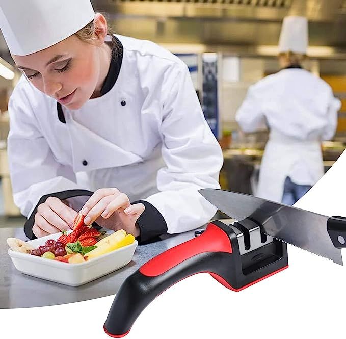 3-in-1 Knife Sharpener With Fruit And Meat Knife Peeler.3-Stage Diamond Coated Knife Sharpener,Kitchen Helper Three-piece Knife Sharpener Set With a Knife Ceramic peeler View Gallery - Pakistan