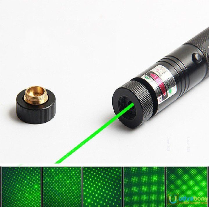 Special Edition High-Power 303 Green Laser Pointer with Adjustable Focus, 8 Designs &amp; Shapes, 5km Range – Rechargeable Battery, Charger &amp; Safety Lock View Gallery - Pakistan