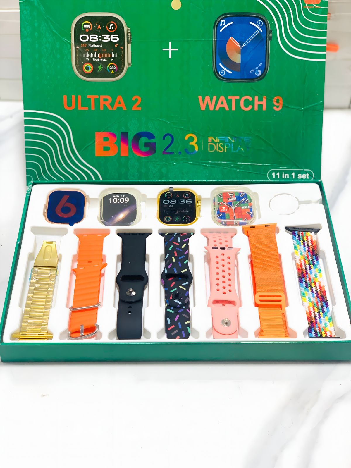 i50 New Model Smart Watch Bundle – 7 Original Straps, 2 Premium Watches &amp; 2 Protective Covers View Gallery - Pakistan