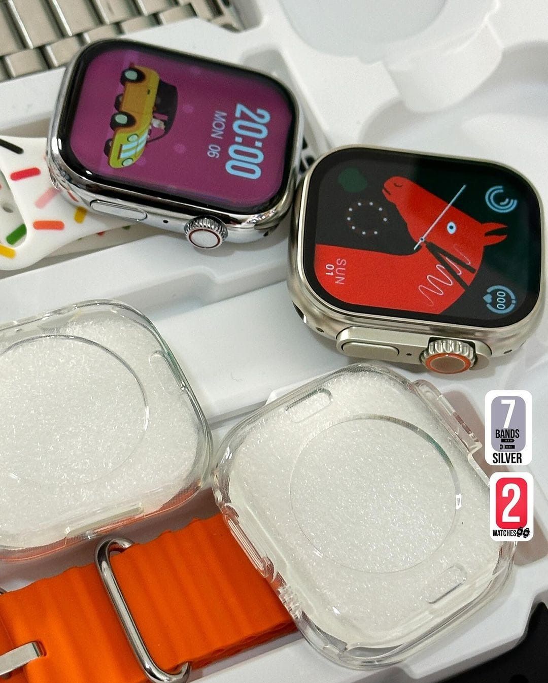 i50 New Model Smart Watch Bundle – 7 Original Straps, 2 Premium Watches &amp; 2 Protective Covers View Gallery - Pakistan