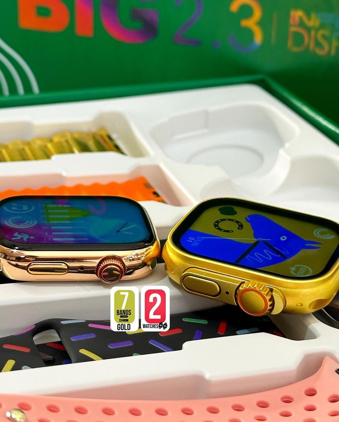 i50 New Model Smart Watch Bundle – 7 Original Straps, 2 Premium Watches &amp; 2 Protective Covers View Gallery - Pakistan