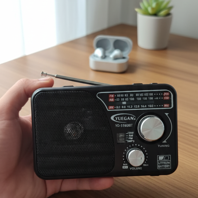 YUEGAN YG-518URT 3-Band Portable Radio with USB/TF MP3 Player, Aux Input, Flashlight &amp; Rechargeable Battery – AM/FM/SW View Gallery - Pakistan