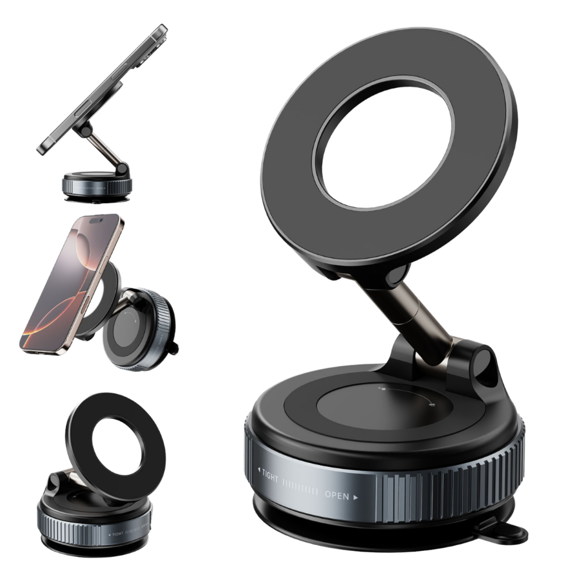 Adjustable Mobile Suction Holder – Strong Grip Phone Mount for Car, Desk, Kitchen &amp; Bedside Use View Gallery - Pakistan