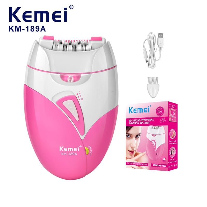 Kemei KM-189A Rechargeable Epilator – Women’s Hair Removal Device with USB Charging, Gentle Shaver &amp;amp; Defeathering Tool for Smooth Skin