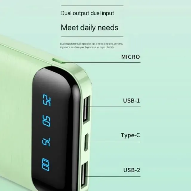Portable 22.5W Power Bank 20000mAh – High Capacity with LED Display &amp; Fast Charging Support (Random color) View Gallery - Pakistan