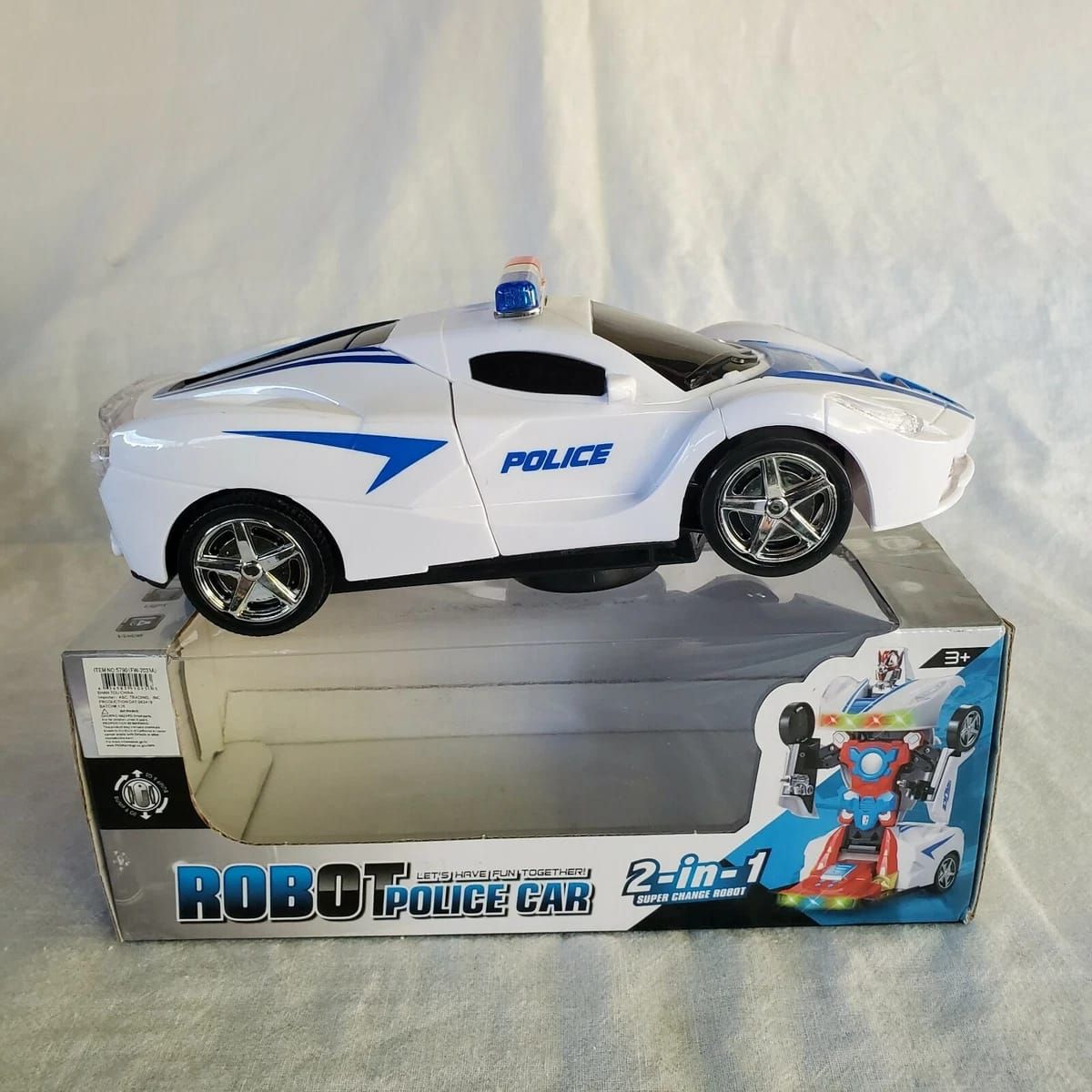 Robot Police Car Toy – Transformer with Lights, Music, Automatic Rotation &amp; Bump-and-Go Movement, Brain Development &amp; Fun Play for Kids View Gallery - Pakistan
