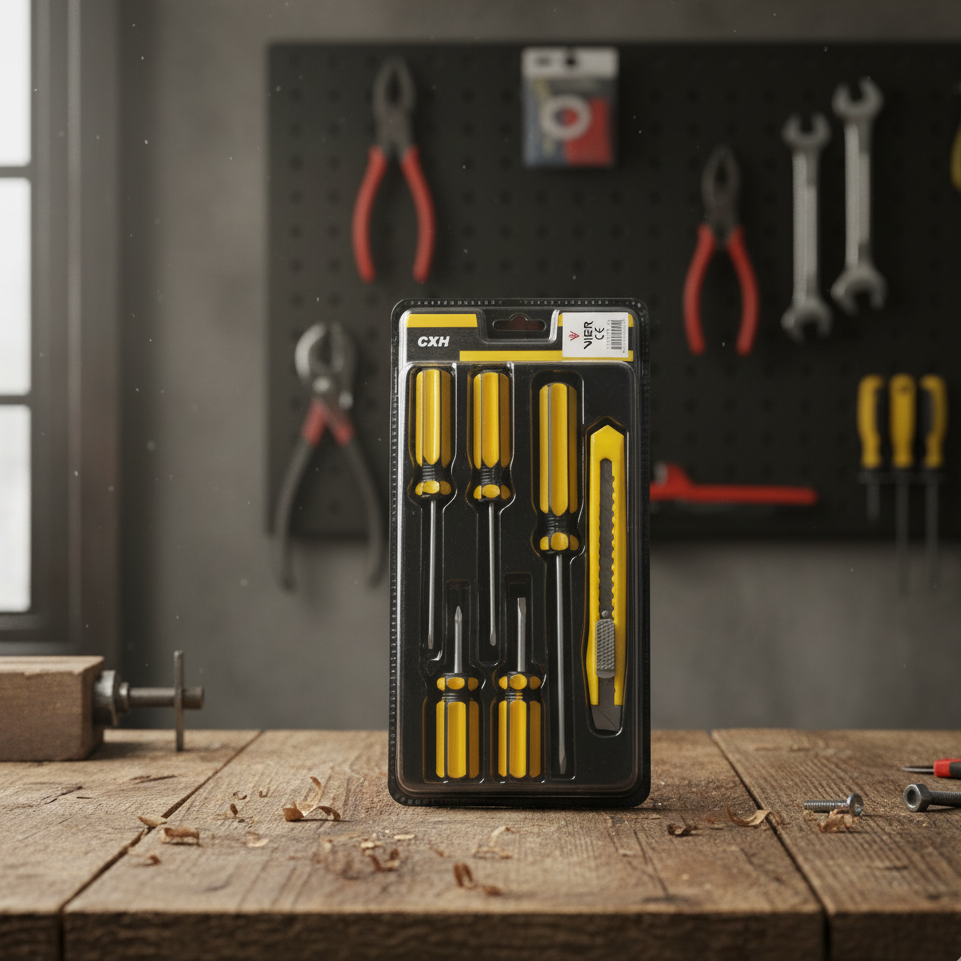 Set of 5 Screwdrivers &amp;amp; 1 Cutter – High Quality Hand Tool Kit with 2 Straight, 3 Cross Screwdrivers &amp;amp; Sharp Cutter for Household and DIY Use