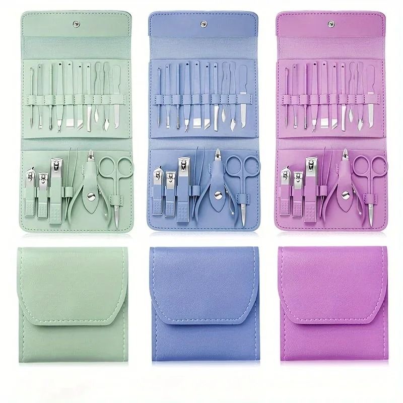 16pcs Professional Manicure &amp; Pedicure Set – Nail Clippers, Cuticle Nippers &amp; Grooming Tools with Travel Case (Random color) View Gallery - Pakistan