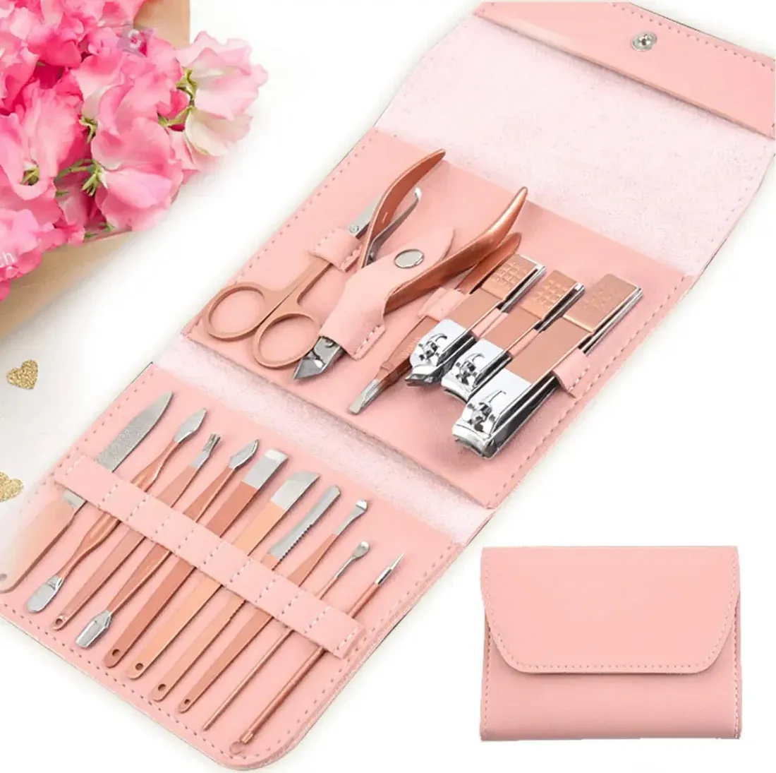 16pcs Professional Manicure &amp; Pedicure Set – Nail Clippers, Cuticle Nippers &amp; Grooming Tools with Travel Case (Random color) View Gallery - Pakistan