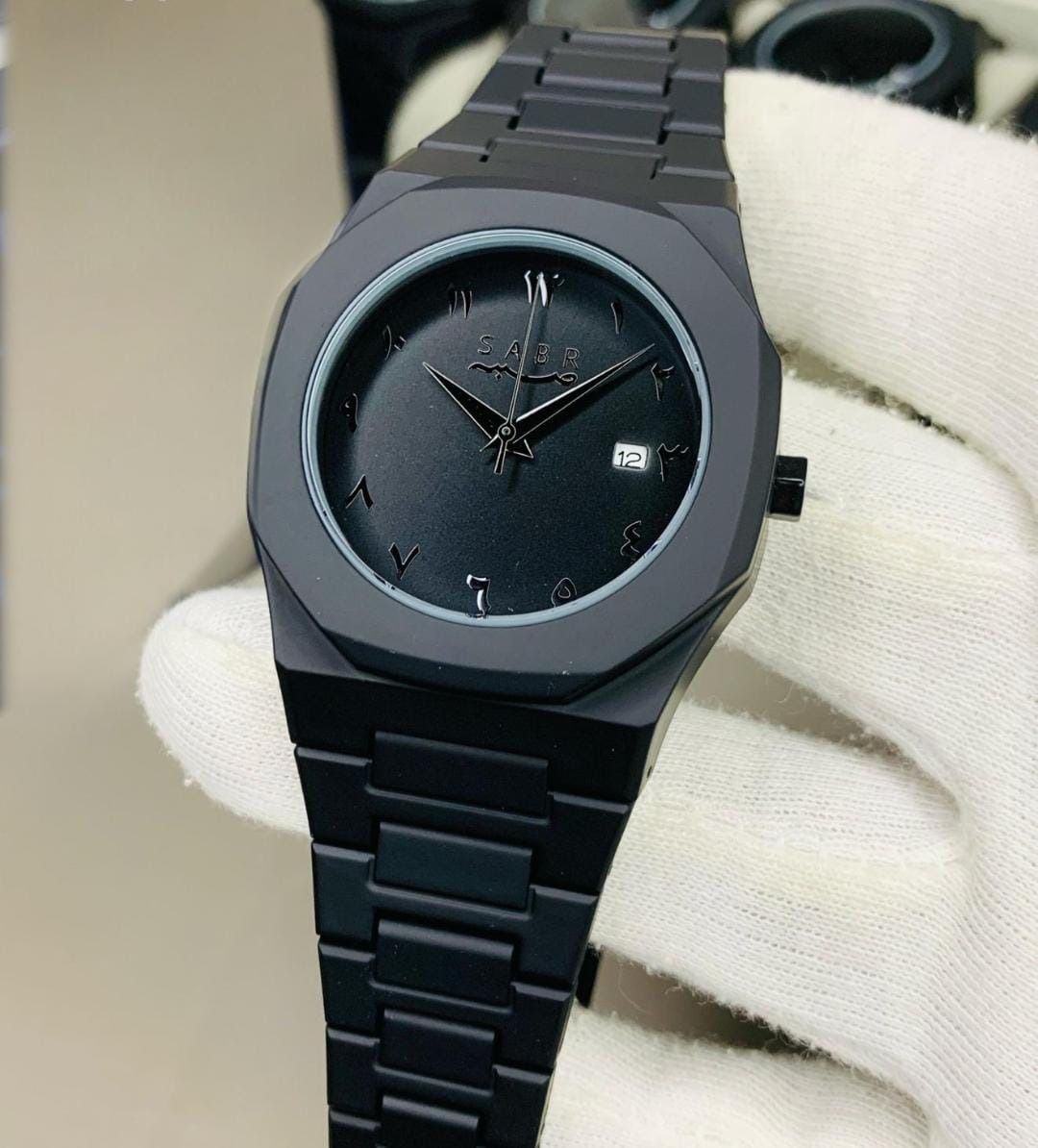 Full Black Aura Quartz Watch – Lightweight Analog Design, Premium Quality Finish, Stylish Wrist Watch for Men &amp; Boys | Available in Full Black &amp; Black-White (Without Box) View Gallery - Pakistan