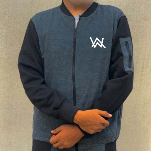 NEW Winter Collection Charcoal Grey WA Printed Zipper Jacket for Men &amp; Boys – Premium Fleece Material, Stylish Bomber Design, Full Front Zipper Closure View Gallery - Pakistan