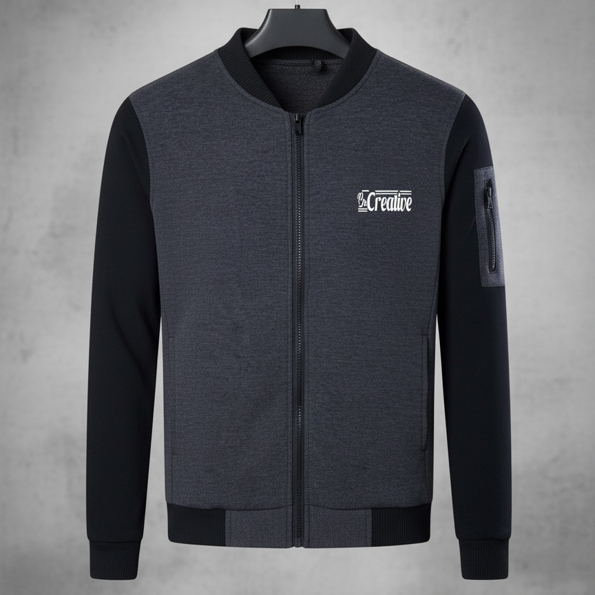 New Winter Collection Charcoal Grey “Be Creative” Printed Zipper Jacket for Men &amp;amp; Boys – French Fleece, Premium Quality, Stylish &amp;amp; Comfortable Winter Wear