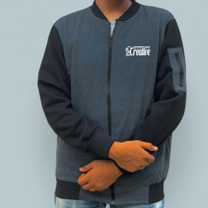 New Winter Collection Charcoal Grey “Be Creative” Printed Zipper Jacket for Men &amp; Boys – French Fleece, Premium Quality, Stylish &amp; Comfortable Winter Wear View Gallery - Pakistan