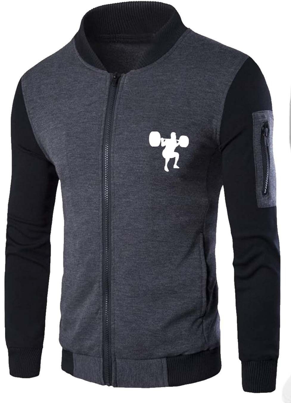 New Winter Collection Charcoal Grey Gym Printed Zipper Jacket for Men &amp; Boys – French Fleece, Premium Quality, Stylish &amp; Comfortable Winter Wear View Gallery - Pakistan