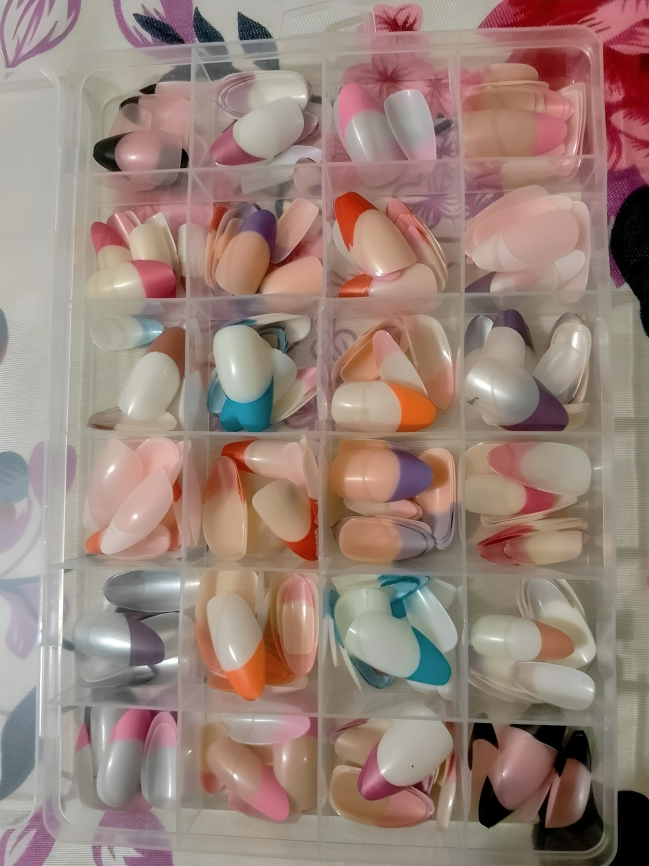 288 Pcs French Nails Set – Multicolor ABS Plastic Nail Tips, Smooth &amp; Even Coverage, Durable, Easy-to-Apply, Perfect for DIY &amp; Professional Manicures View Gallery - Pakistan