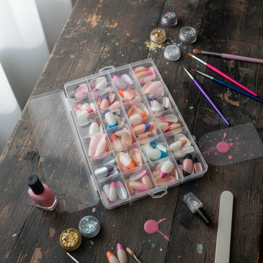 288 Pcs French Nails Set – Multicolor ABS Plastic Nail Tips, Smooth &amp; Even Coverage, Durable, Easy-to-Apply, Perfect for DIY &amp; Professional Manicures View Gallery - Pakistan