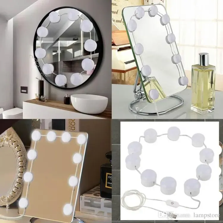Vanity Mirror Fill Light Adjustable Luminance 3 Colors LED USB Wall Bulbs String For All Pretty 3 Colors Dimmable Vanity Light View Gallery - Pakistan