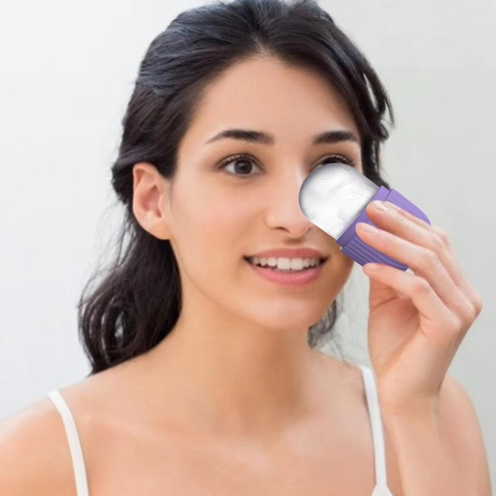 Ice Roller Facial Massager | Silicone Cleansing Ice Lattice | Ice Cube Roller with Scrub (Random Color) View Gallery - Pakistan