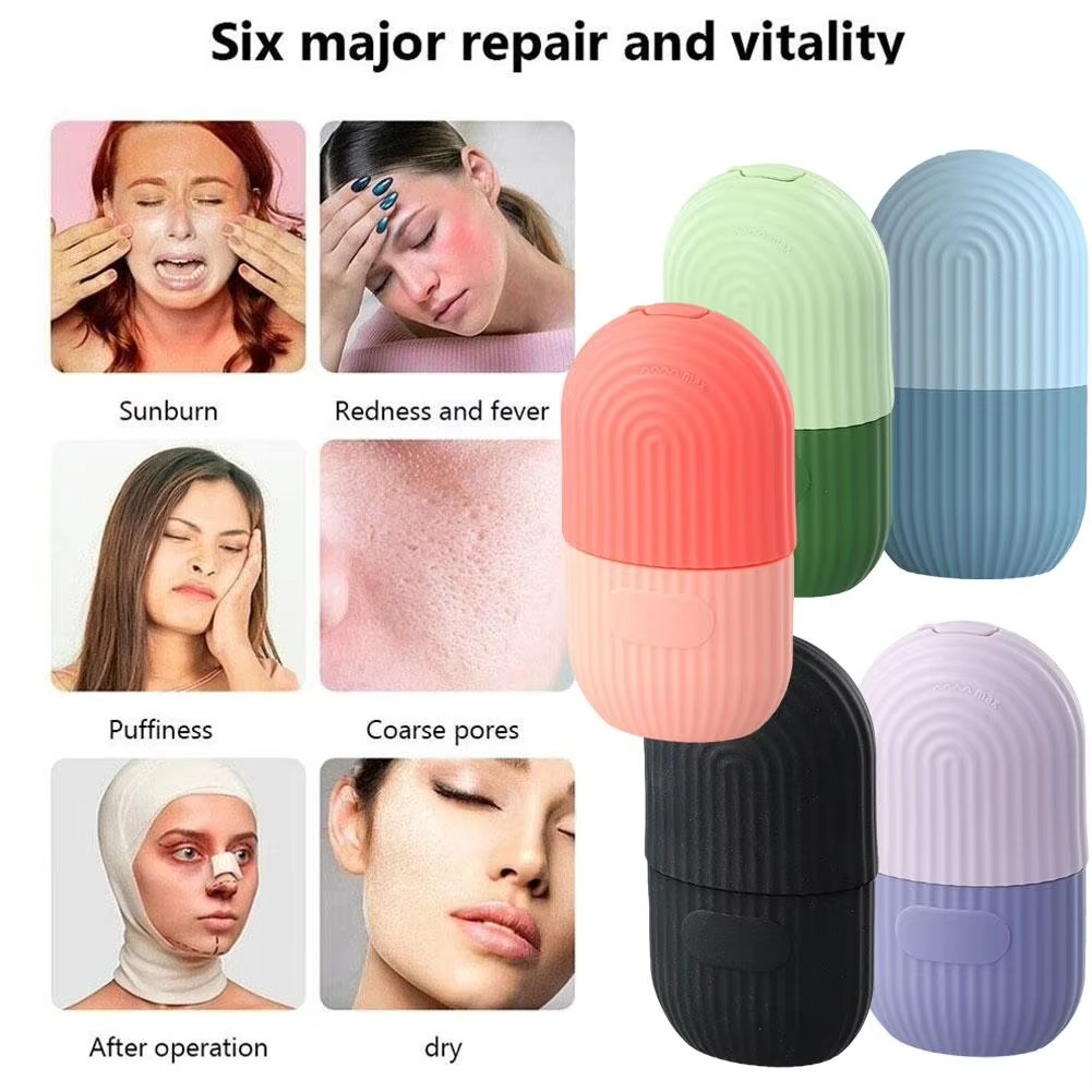 Ice Roller Facial Massager | Silicone Cleansing Ice Lattice | Ice Cube Roller with Scrub (Random Color) View Gallery - Pakistan
