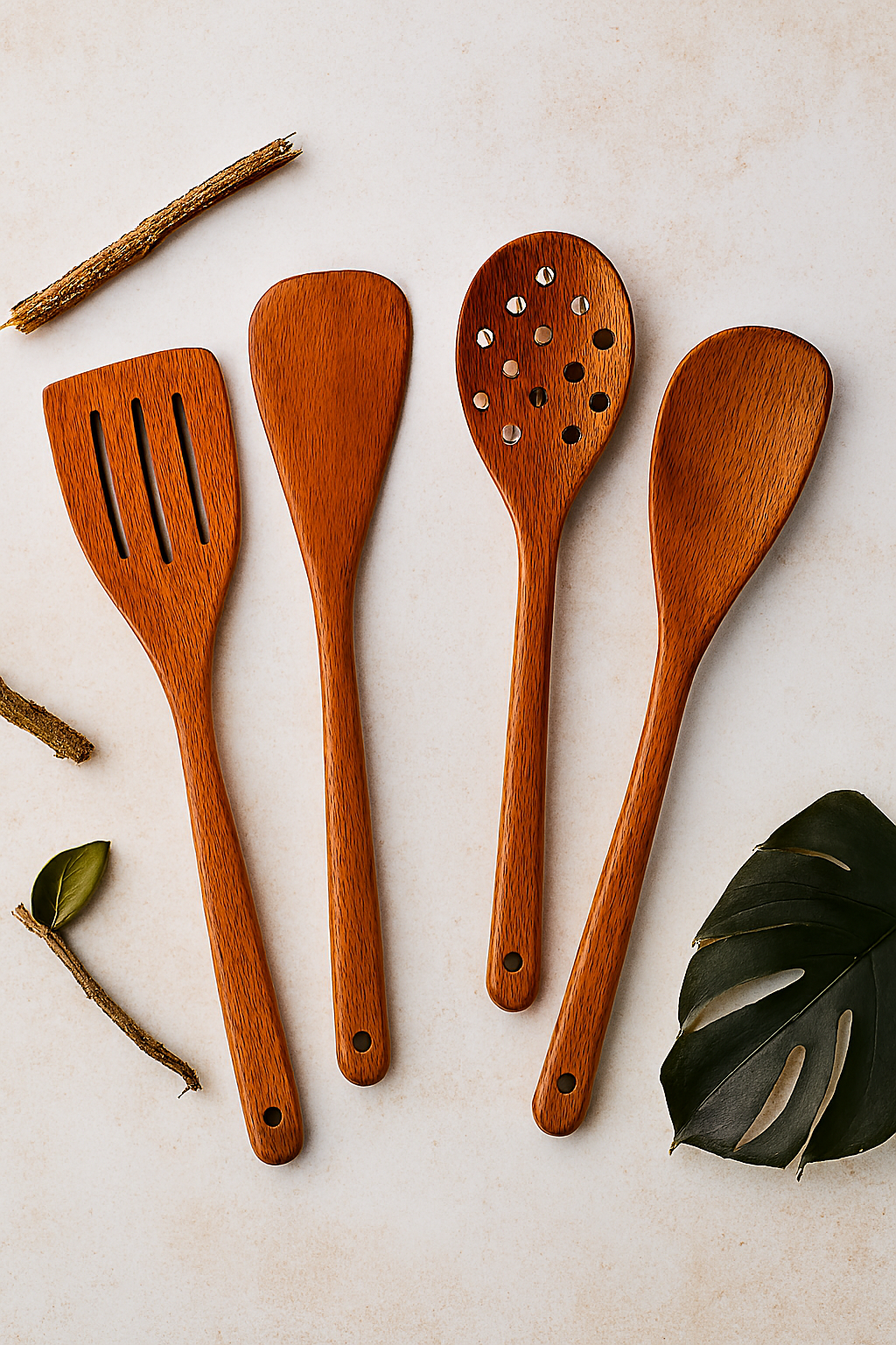 Pack Of 4 - Wooden Spoon Set - Light Brown Kitchen Tools &amp; Gadgets | Kitchen Essentials for Daily Meal Preparation, Suitable for All Types of Cooks from Beginners to Experts. View Gallery - Pakistan