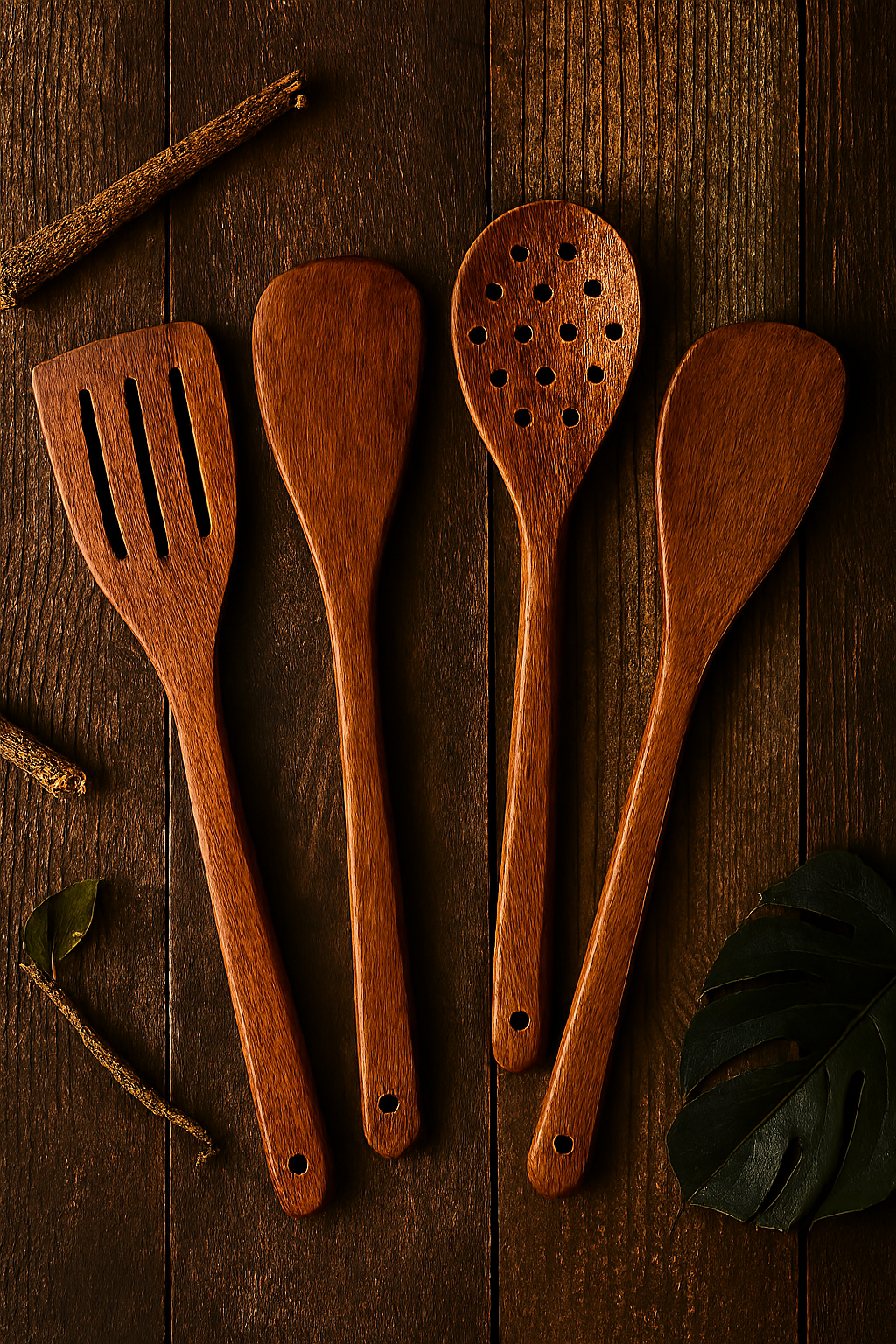 Pack Of 4 - Wooden Spoon Set - Light Brown Kitchen Tools &amp; Gadgets | Kitchen Essentials for Daily Meal Preparation, Suitable for All Types of Cooks from Beginners to Experts. View Gallery - Pakistan