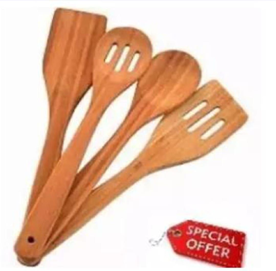 Pack Of 4 - Wooden Spoon Set - Light Brown Kitchen Tools &amp; Gadgets | Kitchen Essentials for Daily Meal Preparation, Suitable for All Types of Cooks from Beginners to Experts. View Gallery - Pakistan