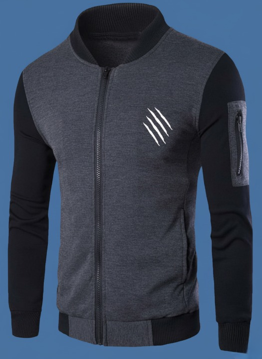 New Winter Collection Charcoal Grey Printed Zipper Jacket for Men &amp; Boys – Premium French Fleece, Smart Fit, Stylish &amp; Comfortable Winter Wear View Gallery - Pakistan
