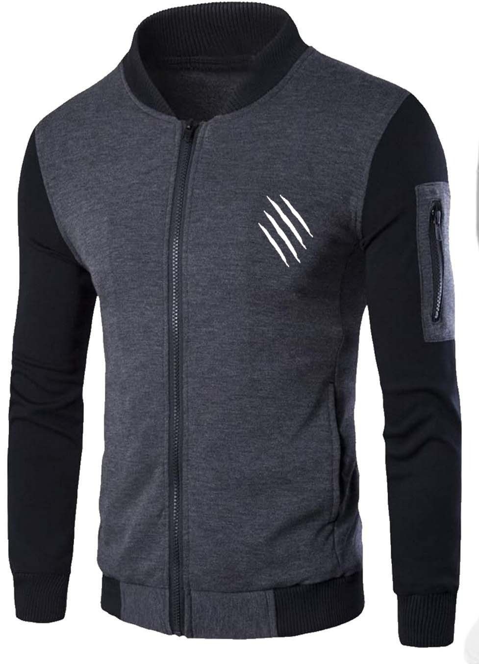 New Winter Collection Charcoal Grey Printed Zipper Jacket for Men &amp; Boys – Premium French Fleece, Smart Fit, Stylish &amp; Comfortable Winter Wear View Gallery - Pakistan