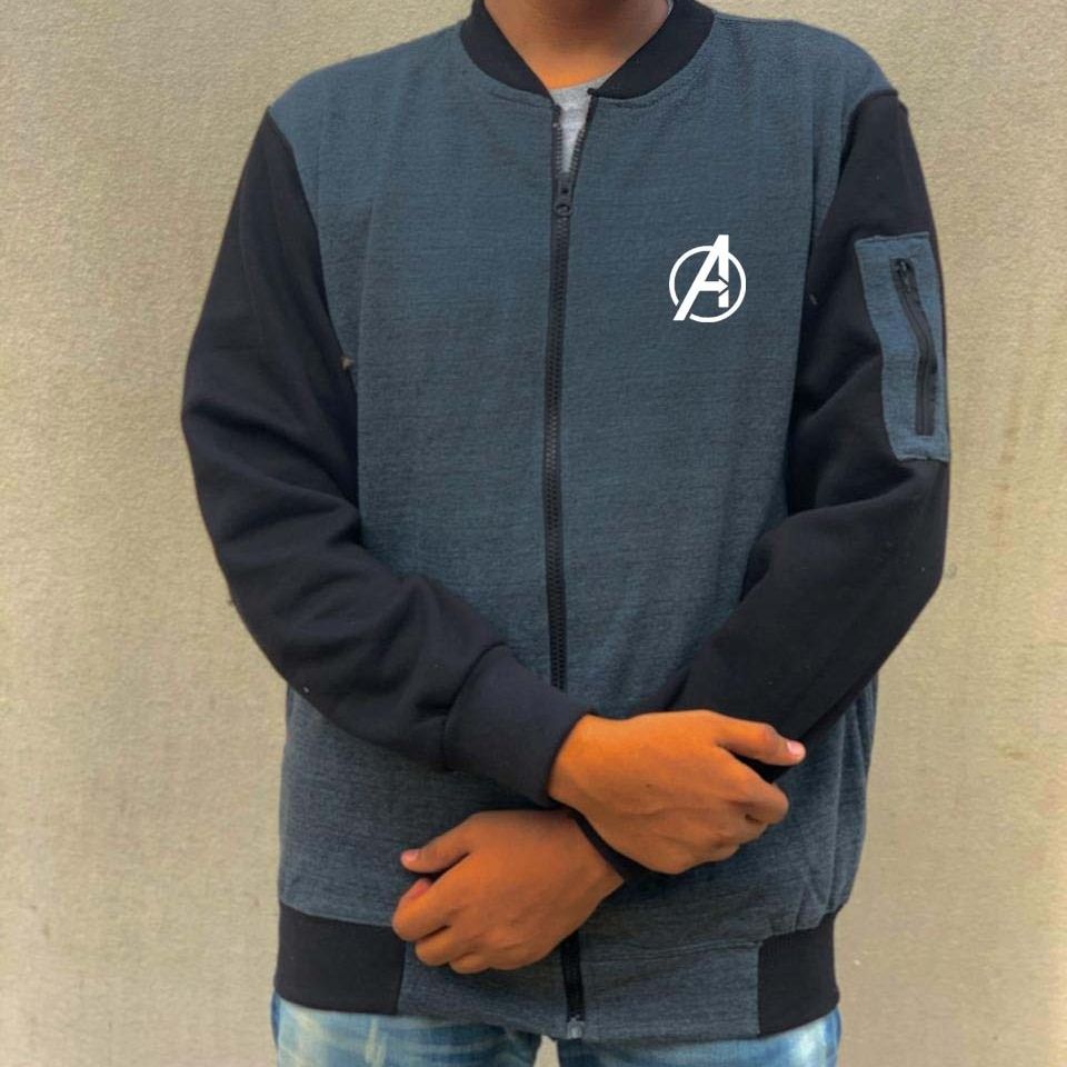 New Winter Collection Charcoal Grey Avenger Printed Zipper Jacket for Men &amp; Boys – Premium French Fleece, Stylish, Comfortable &amp; Durable Winter Wear View Gallery - Pakistan