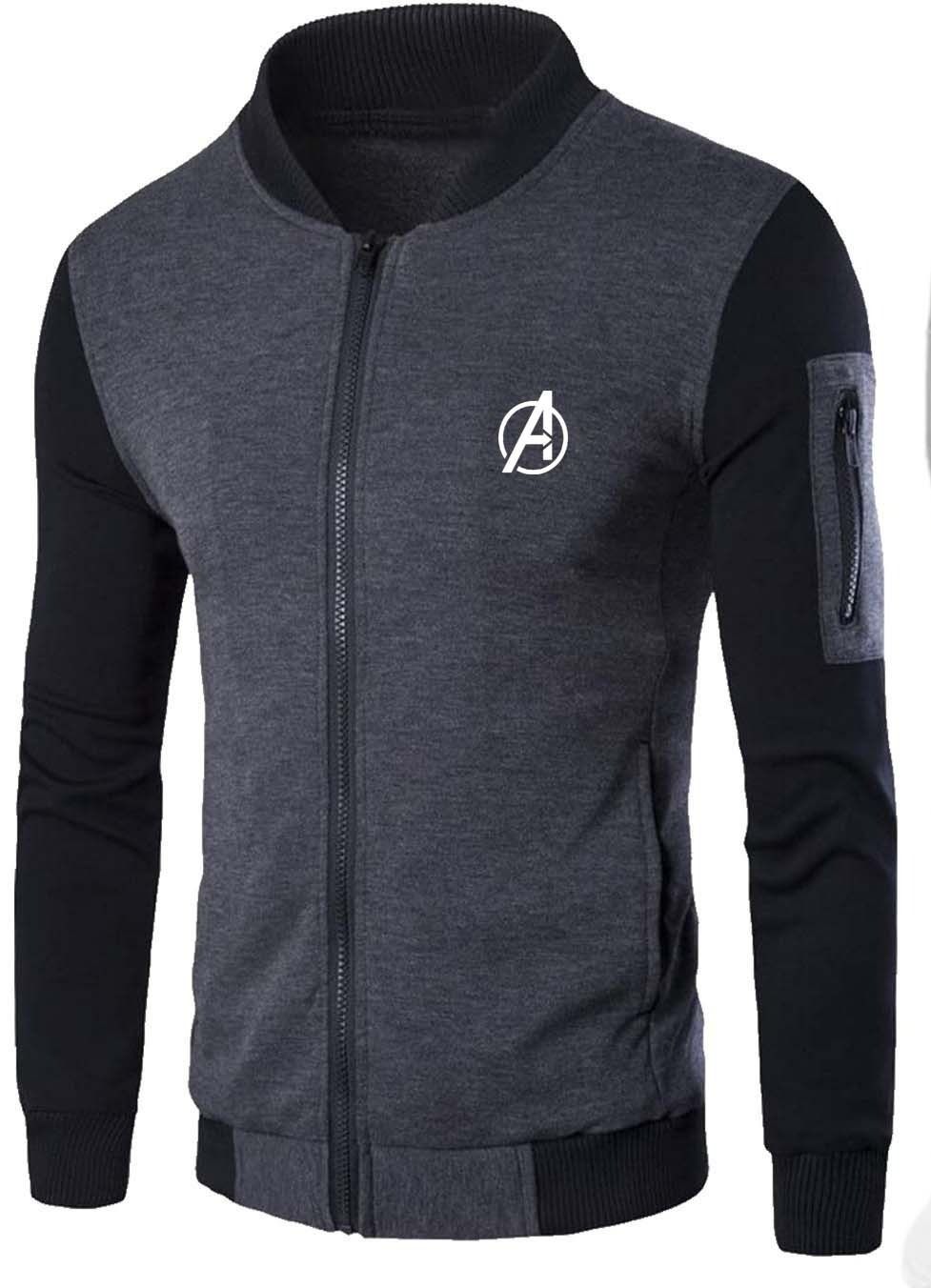 New Winter Collection Charcoal Grey Avenger Printed Zipper Jacket for Men &amp; Boys – Premium French Fleece, Stylish, Comfortable &amp; Durable Winter Wear View Gallery - Pakistan