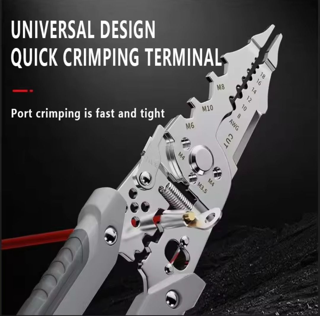 Multi-Function Wire Stripper and Cutter – 10-in-1 Electrical Tool with Wire Cutting, Stripping, Crimping &amp;amp; Screw Functions