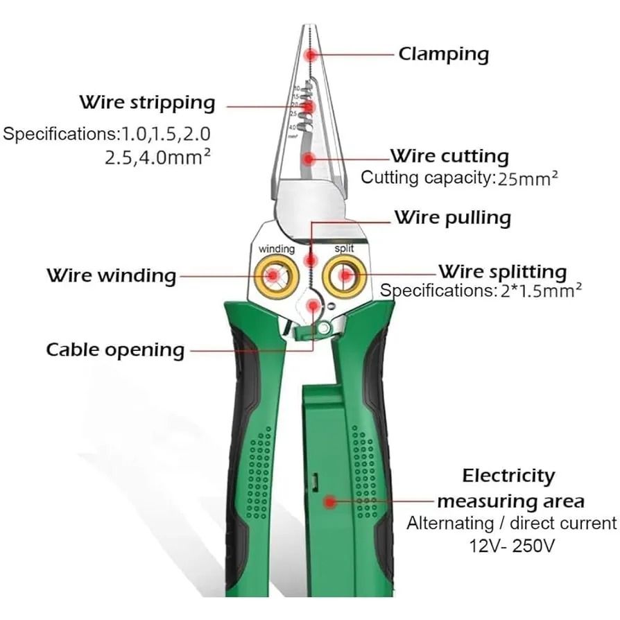 8-in-1 Wire Stripper &amp; Voltage Tester – Multi-Purpose Electrical Tool for Professionals View Gallery - Pakistan