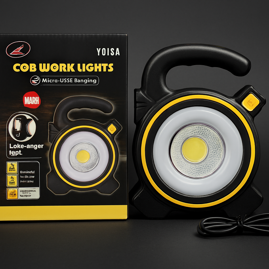 COB LED Work Light JY-819A – Rechargeable Portable Torch with Micro USB Charging, Ultra-Bright Illumination &amp;amp; Durable Design for Home, Car &amp;amp; Outdoor Use